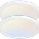 Hykolity 2 Pack 12 Inch Selectable CCT LED Round Flat Panel Light, 24W 3000K/4000K/5000K, Edge-Lit Flush Mount Ceiling Light Fixture for Kitchen, Bedroom, Laundry and Closet Room, White
