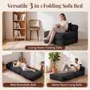 Folding Sofa Bed, Convertible Sleeper Chair with Pillow Foldable Mattress with Back Support, Portable Fold Out Chair Bed Comfy Floor Couch Lounge for Living Room Bedroom Apartment Single