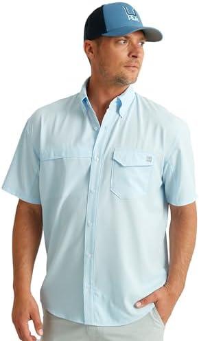 HUK Tide Point Solid Short Sleeve Shirt, Button Down for Men XXXL
