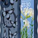 teloxy Designed for iPhone 15 Case, Magnetic [Curly Wavy Edge] Shockproof Protective Durable Slim Translucent Matte Anti-Fingerprint Phone Case, Dark Blue