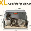 Extra Large Stainless Steel Litter Box with Lid, High Sided Enclosed Metal Cat Litter Pan, Dog Proof Front Entry Top Exit, Odor Control Easy Clean Leak Proof, Includes Scoop & Step, Light Gray