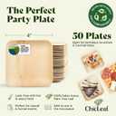 Chic Leaf 4-Inch Palm Leaf Plates, 50 Pack - Compostable Small Disposable Plates for Appetizers and Desserts - Heavy Duty Bamboo-Style Wood Dinnerware for Weddings, Parties, and Picnics