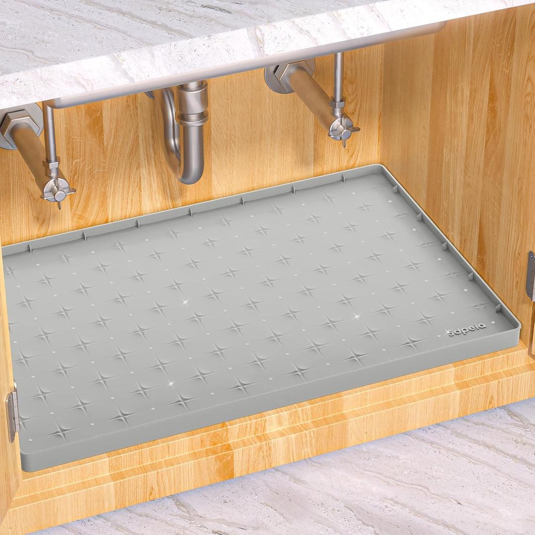 Sdpeia Under Sink Mat 28"22" Waterproof Silicone Cabinet Liner & Sink Protector for Kitchen & Bathroom, Multi-Purpose Organizers Tray for Pets, Laundry, Cat Litter Mat