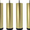 4 Pack Adjustable Furniture Legs Replacement M8 Thread Metal Furniture Legs 8 Inch Couch Legs Replacement Legs for Bed, Sofa, Cabinet(Gold, 5.7-6.06 Inch)