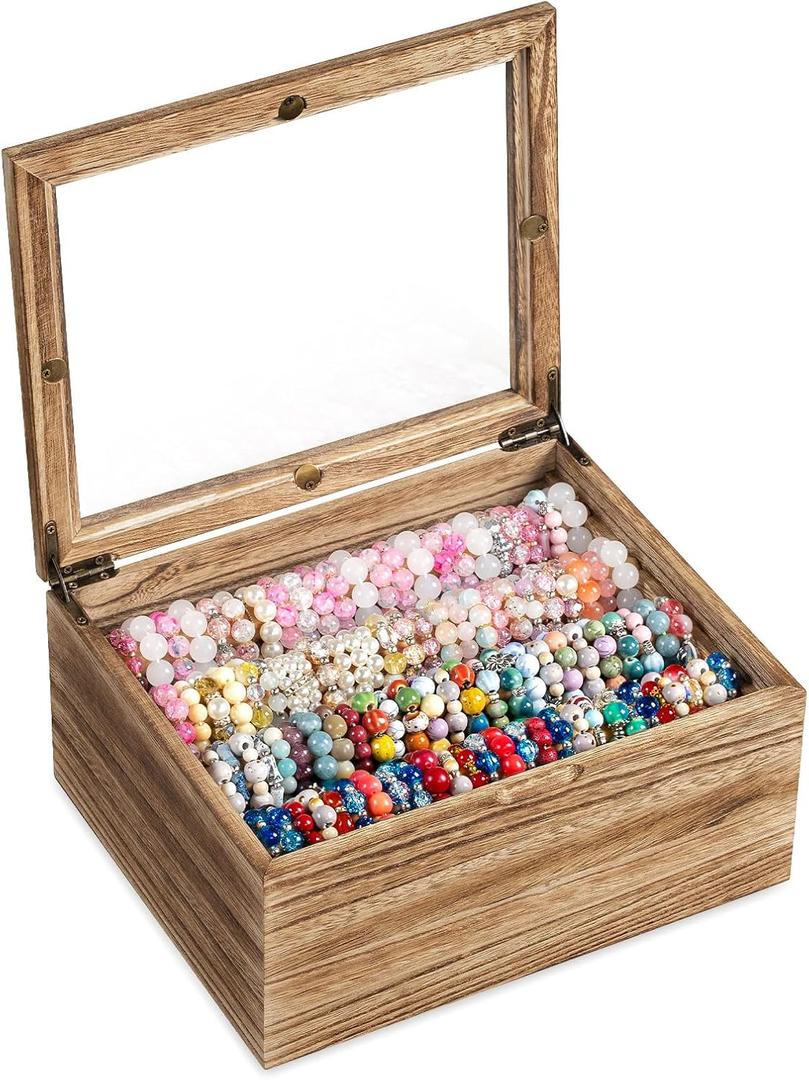 Bracelet Storage Box Holds Up to 150 Bangles, Bracelet Organizer with Clear Lid & Rods, Jewelry Display Case for Multiple Sizes, Dust-Proof Design