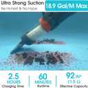 Heavy Duty Handheld Pool Vacuum - 18.9GPM Powerful Suction, 25m Ultra Fine Mesh Filter for Smaller Debris, 14'' Wide Vacuum Head, 60mins Running Time (Orange)