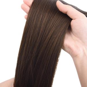 SEIKEA 28 Inch Clip in Ponytail Extension Wrap Around Long Straight Pony Tail Hair Synthetic Hairpiece for Women Dark Brown with Copper Highlights