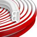 40 Feet Self-Adhesive Rubber Weather Stripping Door Seal, Extra Thick Universal Car Door Weather Stripping Door Seal Strip for Door Frame Door Insulation Easy Installation(White) (40Ft, White)