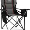 FAIR WIND Padded Camping Chair 500LBS Capacity Heavy Duty Oversized Folding Chair for Heavy People Portable Lawn Chair with Adjustable Lumbar Support, Cooler Bag & Cup Holder for Outdoor, Beach (Single Pack, Black)