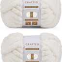 Crafted By Catherine Chunky Chenille Yarn - 2 Pack (8 oz / 227 g, 31.7 Yards Each Skein), Ivory, Gauge 7 Jumbo