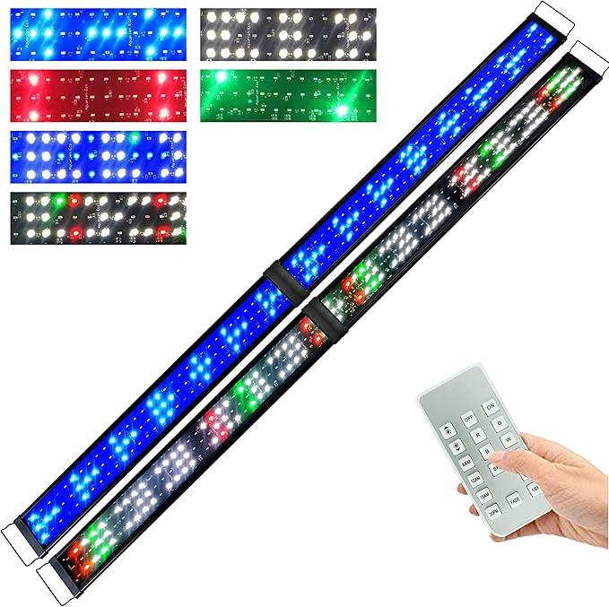 KZKR Upgraded Aquarium Light Multi-Color Remote Control 72-84 inch LED Hood Lamp for Freshwater Marine Plant Fish Tank Light Decorations