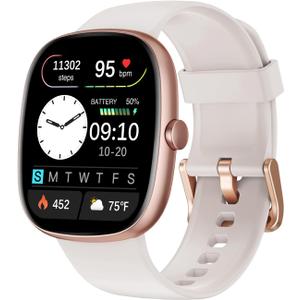 Fitness Tracker 2025 Ver. (Answer/Make Calls), 1.85" Smart Watch Fitness Watches for Women Men with 24/7 Heart Rate Blood Oxygen Monitor Sleep Tracker 100+ Sport Modes IP68 Waterproof (Starlight)