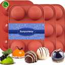 2 x 4-Pack Silicone Hot Chocolate Bomb Molds  Hemispherical Baking Trays for Ice Cream, Soap & Candy | BPA-Free, Non-Stick & Dishwasher Safe (-40C to 230C)