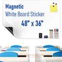 Magnetic Whiteboard Sticker Dry Erase Board for Wall - Adhesive Backing 48" x 36" Whiteboard for Classroom Office Home