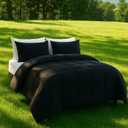 DOWNCOOL Full Size Comforter Sets -All Season Bedding Comforters with 2 Pillow Cases -3 Pieces Bed Set Down Alternative Comforter -Black Bedding Sets (82"x86")