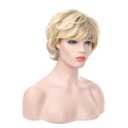 Short Wigs for Middle Age Women Black Mixed Blonde Pixie Cut Wig with Bangs Natural Heat Resistant Wigs for White Women