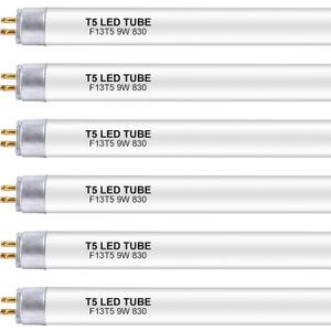 6 Pack 21 Inch F13T5/WW LED Replacement Bulbs, 3000K Warm White, T5 LED 9 Watts Replace Fluorescent Bulb with LED, Replacement Tube for Counter and Cabinet Fixture
