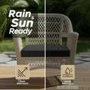 Outdoor Chair Cushions, Fade-Resistant & Water-Resistant, D Shaped Patio Furniture Seat Chair Pads Replacement with Ties, Non-Slip Bottom, Removable Cover, Count of 4, 18.5 x 16 Inch, Black