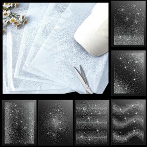 Glenmal 6 Sheets Glitter Hotfix Rhinestone Iron on Crystal Decals 2mm 3mm Flat Round Rhinestone Transfer Sheets Patches for Clothing Craft DIY Decor