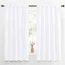 NICETOWN Bedroom Window Curtain Panels - Window Treatment Rod Pocket Drapes for Nursery (White, 2 Panels, 52" by 63")