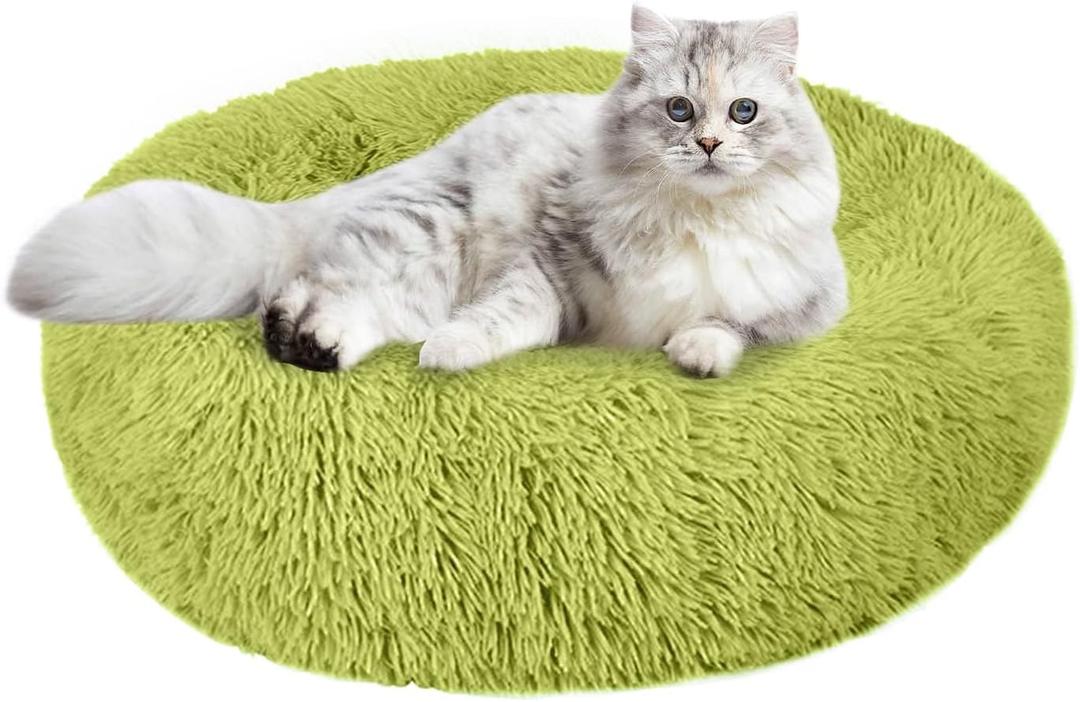 Nisrada Cat Beds for Indoor Cats,20 Inch Dog Bed for Small Melium Large Dogs, Washable-Round Pet Bed for Puppy and Kitten with Slip-Resistant Bottom (Green)