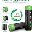 Solar Lights Batteries AA 1600mah High Capacity 1.2V Ni-MH Rechargeable AA Solar Battery for Outdoor Solar Lights, Battery String Lights, TV Remotes, Wireless Mouses, Radio, Flashlight