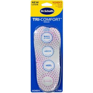 Dr. Scholl's Tri-Comfort Orthotics Inserts, Women's Size 6-10, 1-Pair Packages (Pack of 3)