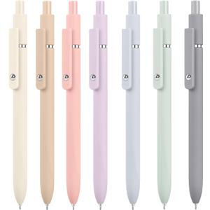 Vanhench 7Pcs 0.5mm Black Ink Pens Fine Point Smooth Writing Gel Pens Quick Dry with Soft Silicone Touch Barrel & Fidget Stress Ball, Multifunction Writing Office Desk Nurse School Supplies (Multicolor)