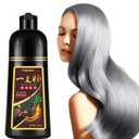 Instant Silver Gray Hair Dye Shampoo 500ml for Men & Women, 3 in 1 Silver Hair Dye, Easy to Use, Natural Shampoo Silver Hair Dye in Minutes 16.9 Fl Oz (Silver gray)