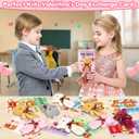 Valentines Day Cards for Kids School, 24 Packs Valentines Cards with Stuffed Mini Bear Toys, Perfect Plush Animal Key Chains for Valentines Party Favors, Ideal Exchange Gifts for Boys Girls Classroom