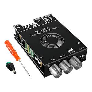 Bluetooth 5.0 Audio Stereo Amplifier Board,160 * 2W HiFi 2.1 Channel Mini Amp Module with Treble & Bass Control with AUX and USB Input,DC 15-36 V for DIY Home Speakers