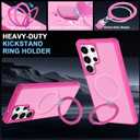 CHAOFEnG Magnetic Compatible with Samsung Galaxy S25 Ultra Case with Stand [Military Grade Drop][Compatible with Magnet] Ring Holder Translucent Slim Hard Back Soft Edge, Rose Red