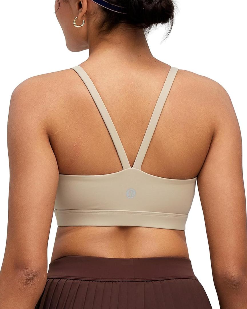 RUNNING GIRL Sports Bras for Women,Light Impact Molded Cup Strap Sports Bra with Sewn in Pads,Best for A-C Cup (Nude, Size L)