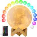 Moon Lamp Upgrade 16 Colors, Moon Light Gifts for Girls Boys Kids Women Birthday, Teen Gifts Trendy Stuff, Cool Astronomy Gifts, Shelf Decor, Remote & Touch Control Moon Night Light, Diameter 4.8 inch (Yellow)