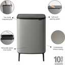 Brabantia Bo Hi Touch Top Kitchen Trash Can with Single Compartment & Raised Legs | Soft Beige | 16 Gal Inner Bucket | Soft-Close, Light Touch Opening, Stay-Open Lid | + Trash Bags