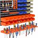 52PCS Wall Mounted Storage Bins Garage Storage Drawers with 4PCS Wall Mounting Peg Boards Workshop Parts Rack Container Tool Organizer Easy Access Compartments for Hardware Crafts Office Supplies