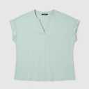 JDWZSI Women's Crop Tops Cotton V Neck T Shirts Boxy Short Sleeve Basic Tee, Large