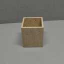 Natural Marble Stone Square Storage Container Empty Vessel Holder Cup for Candle/Pens/Sundries items (Beige Travertine)