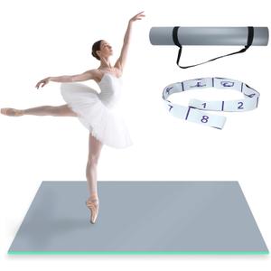 Dance Floor Mat Non-Slip with Shoulder Strap Portable and Dance Resistance Band, Dance Floor for Ballet,Jazz, Pop Thick PVC Practice Floor Reusable Mat