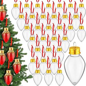 Patelai 48 Pcs Christmas Drink Balls Shot Glass Ornament Plastic Fillable Christmas Tree Ornaments Clear Xmas Water Bottle Bulbs for Holiday Party Decoration Indoor Outdoor, (Water Drop)