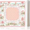 Pink Tropical Island Mahjong Mat for Table with Rules | 31.5x31.5 Inch; waterproof neoprene surface, non-slip backing, rules guide for smooth palm beach American mah jongg play