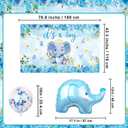 Elephant Baby Shower Decorations Banner, It's a Boy Backdrop, Foil & Latex Balloons, Mommy to Be Sash, Cake & Cupcake Toppers, Honeycomb Centerpieces, Hanging Swirls for Boy Baby Shower Decorations