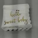 50 Pack White Scalloped Baby Shower Napkins for Girls and Boys, Gold Foil Hello Sweet Baby Decorations (5 x 5 In)