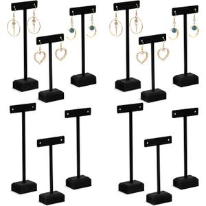 Marsui Earring Display Stands for Selling Set Wooden T Bar Jewelry Display Stand Holder for Necklaces Bracelet Showroom Trade (Black)
