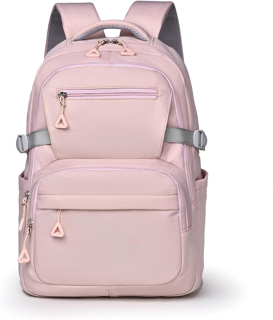 Preppy Aesthetic Large Laptop Backpack Y2K Vintage College Daypack for Travel Work Lightweight Waterproof Commute Bag (Pink)