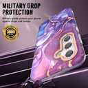 SHEDEER for Samsung Galaxy S24 Case with Glitter Camera Protector & Screen Protector, Samsung S24 Case Chic Anti-Yellowing Pattern, Shockproof Drop Protection Phone Cover S24 6.2'', Crystal Purple