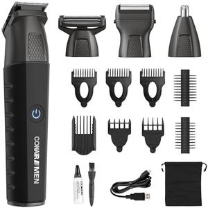 Conair Men All-in-One Trimmer for Men - Nose Hair, Beard, Mustache, Body Hair Trimmer - 16 Piece Men's Grooming Kit for Manscaping- Showerproof - Rechargeable
