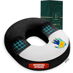 Donut Cushion Memory Foam Hemorrhoids Cushion for Postpartum & Coccyx & Tailbone Pain Pressure Relief for Office Chair, Wheelchair, Office, Car Seat (Black)