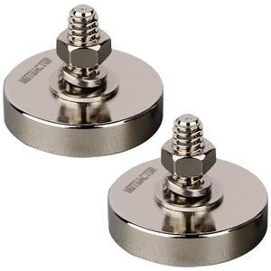 MUTUACTOR 2PCS Super Powerful Neodymium Cup Magnet with 1/4''-20 Male Threaded Stud,1.26 115lb Vertical Pull-Force Non-Shattering Magnet Base with Nut and Washer for Lighting, Camera and DIY Bracket