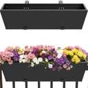 Railing Planter Box Metal Hanging Planter for Outdoor Balcony Heavy-Duty Window Planter Box with Adjustable Brackets 2PCS